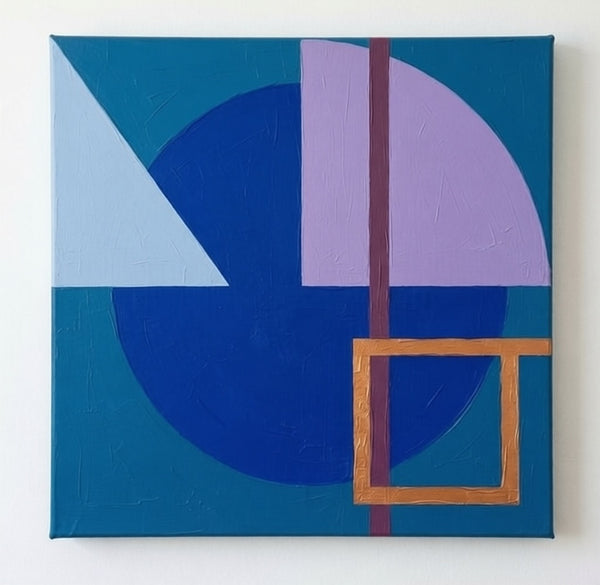 Abstract Modern Contemporary Artwork, Blue, Purple Color Geometric Pattern Original Paintings for Modernism Decor