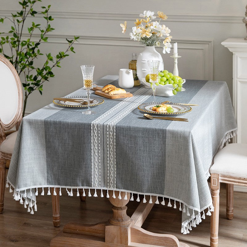Large Rectangular Tablecloth for Oval Table, Country Farmhouse Tablecloth, Rustic Table Covers for Kitchen, Cotton and Linen Tablecloth for Dining Room Table-Paintingforhome