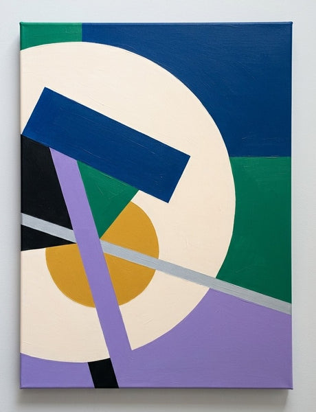 Abstract Modern Wall Art, Blue, Green, Purple Color Geometric Pattern Wall Art for Mid-Century Contemporary Living Room