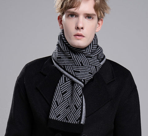 Gray Wool Scarf for Gentleman, Red Thick Wool Scarf, Business Formal Men Scarf Styles, Men's Winter Scarf, Casual Scarf Men, Men's Wool Scarf Winter, Fashion Scarf-Paintingforhome