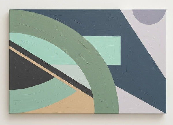 Extra Large Abstract Wall Art Paintings, Oversized Modern Canvas Art, Sage Green, Denim Blue Colors, Geometric Pattern Modern Artwork