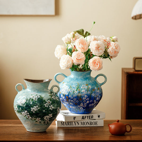 Large Flower Vases on Table, Modern Pottery Flower Vases, Centerpiece on Dining Table, Handmade Water Holding Flower Vases, Pottery Bud Vases-Paintingforhome