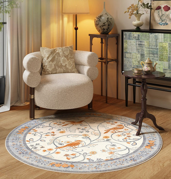 Dining Room Contemporary Round Rugs, Bedroom Modern Round Rugs, Modern Rug Ideas for Living Room, Circular Modern Rugs under Chairs-Paintingforhome