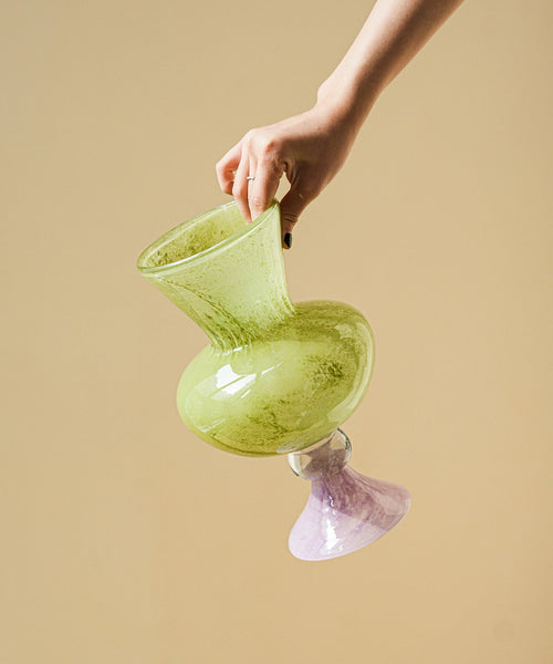 Modern Glass Vase for Flowers, Mid Century Glass Vases, Handmade Modern Vases for Living Room, Unique Decorative Glass Vase, Centerpiece Contemporary Vases on Table-Paintingforhome