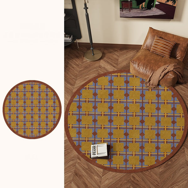 Modern Rugs under Coffee Table, Abstract Contemporary Round Rugs, Modern Rugs for Dining Room, Geometric Modern Rugs for Bedroom-Paintingforhome