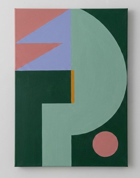 Contemporary Abstract Artwork, Dark Green, Mint Green, Lavender Gray Colors, Original Geometric Modern Paintings
