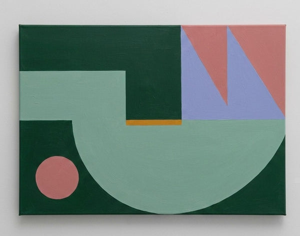 Contemporary Abstract Artwork, Dark Green, Mint Green, Lavender Gray Colors, Original Geometric Modern Paintings
