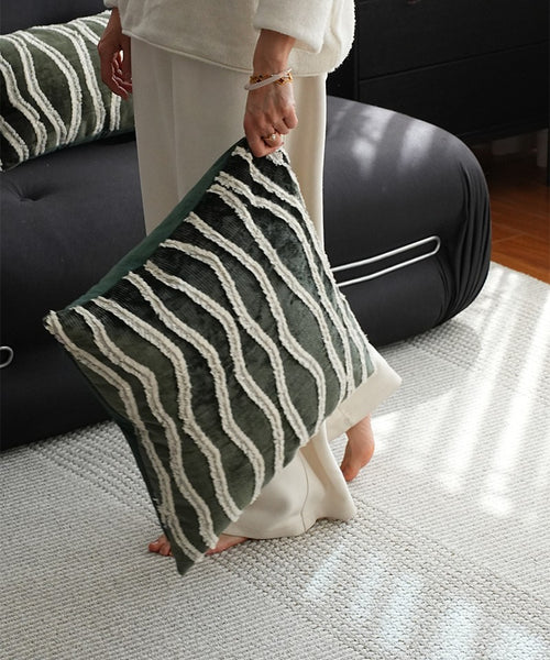 Large Simple Throw Pillow for Bedroom, Contemporary Pillows, Abstract Decorative Throw Pillows, Green Square Modern Throw Pillows for Couch-Paintingforhome