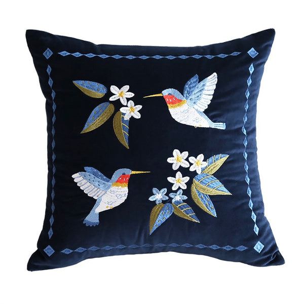 Decorative Pillow Arrangement Ideas for Couch, Vintage Decorative Pillows, Embroidered Birds Cushion, Decorative Pillows for Couch, Modern Throw Pillows for Bedroom-Paintingforhome