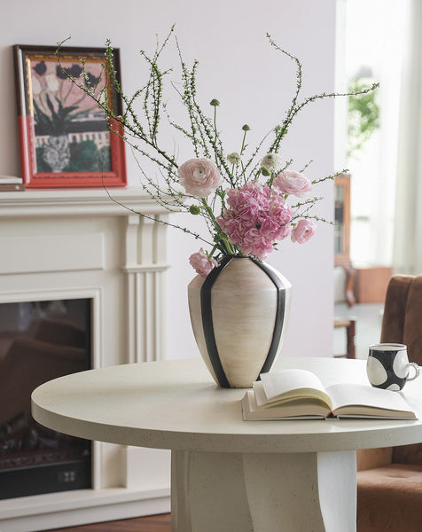 Centerpiece Ceramic Bouquet Vases, Porcelain Vases for Modern Home Decor, Large Contemporary Vases on Dining Table, Handmade Modern Flower Vase-Paintingforhome