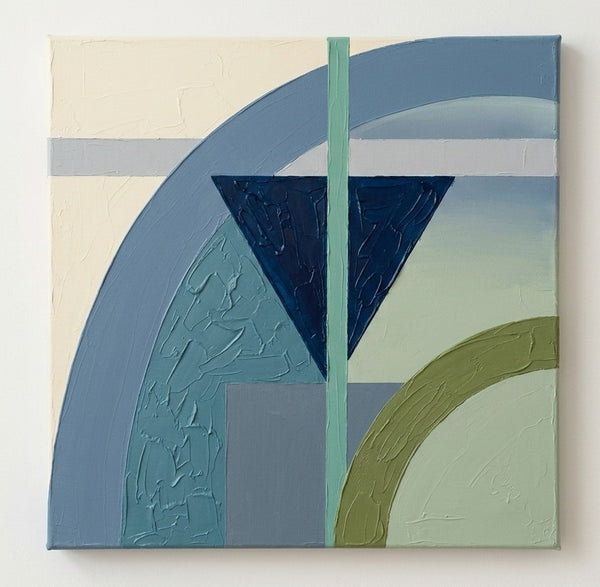 Geometric Pattern Abstract Paintings for Modernism Decor, Blue, Green Color Modern Contemporary Wall Art
