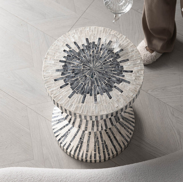 Bedside Small Side Table, Portable Casual Side Table, Shell Small Sofa Side Table, Contemporary Round Side Table, Creative Coffee Table-Paintingforhome