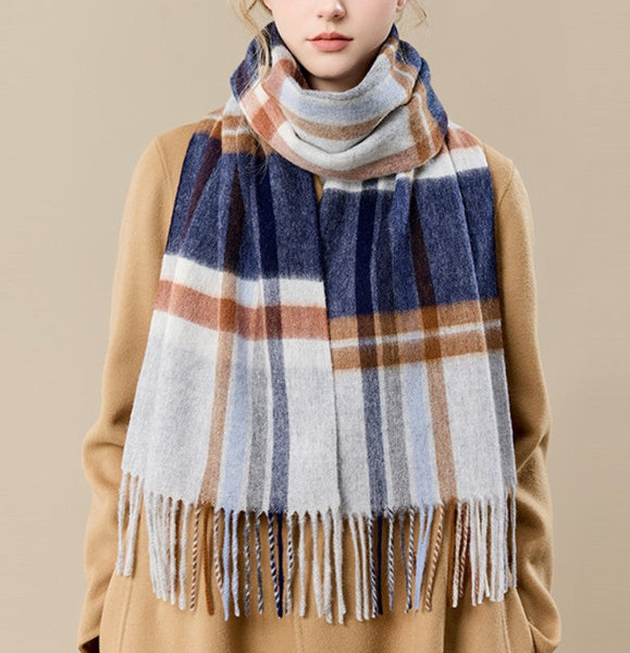 Soft Cashmere Scarf for Women, Checked Scarf Winter Wool Scarf, Elegant Wool Scarves, Warm Winter Scarf, Cold Weather Scarf, Holiday Scarf, Fashion Scarf, Christmas Gifts for Her-Paintingforhome
