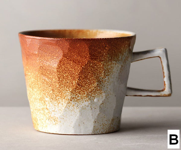 Modern Handmade Pottery Coffee Cup, Creative Brown White Black Blue Ceramic Coffee Mugs, Large Unique Tea Cup, Large Capacity Coffee Cups-Paintingforhome