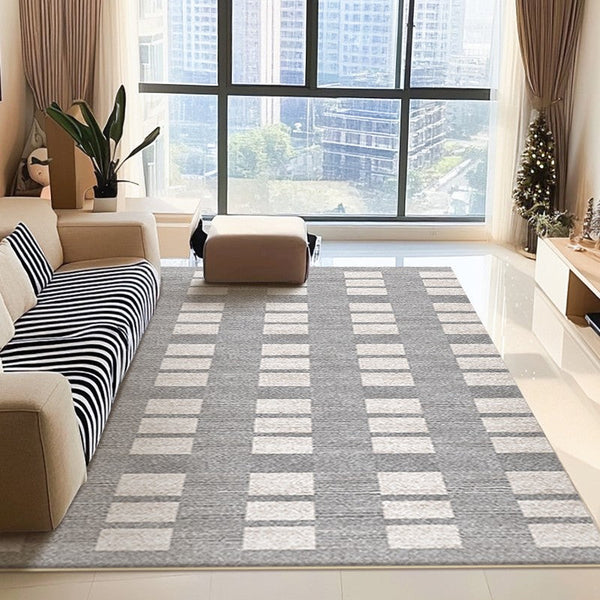 Dining Room Floor Rug, Large Gray Floor Rugs for Living Room, Modern Floor Rugs for Bedroom, Extra Large Geometric Modern Rugs for Office-Paintingforhome