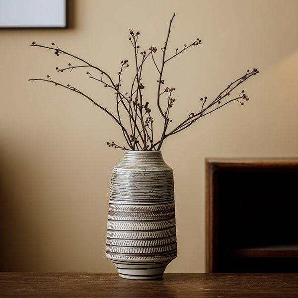 Modern Bouquet Flower Vases, Centerpiece on Dining Table, Handmade Pottery Flower Vases Urn, Water Holding Flower Vases, Large Flower Vase on Table-Paintingforhome