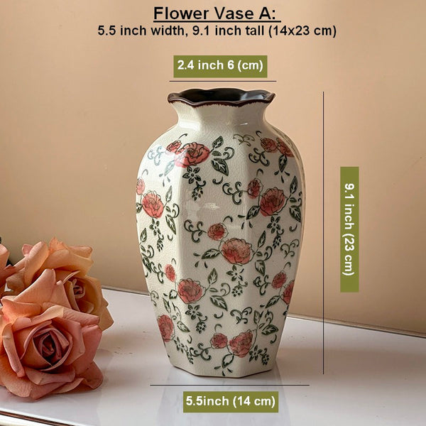 Rustic Porcelain Flower Vases, Handmade Water Holding Flower Vases, Ceramic Bouquet Vases, Tall Flower Vases on Table-Paintingforhome