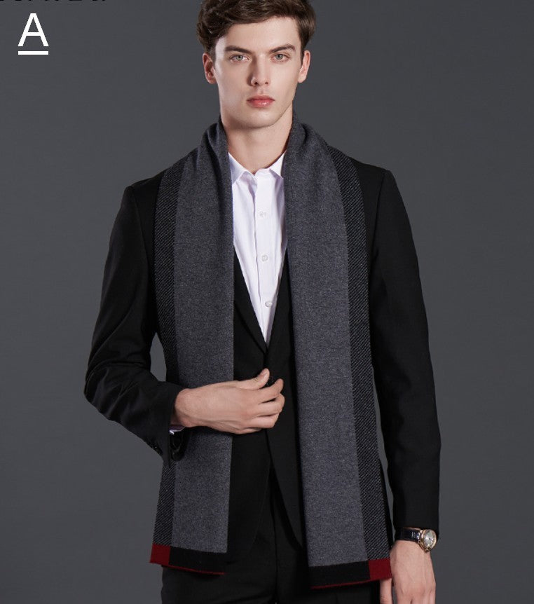 Fashion Scarf, Simple Business Formal Men Scarf Styles, Beige Thick Wool Scarf, Wool Scarf for Gentleman, Men's Winter Scarf, Casual Scarf Men, Men's Wool Scarf Winter-Paintingforhome