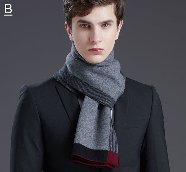 Beige Business Formal Men Scarf Styles, Gray Thick Wool Scarf, Wool Scarf for Gentleman, Men's Winter Scarf, Casual Scarf Men, Men's Wool Scarf Winter, Red Fashion Scarf-Paintingforhome