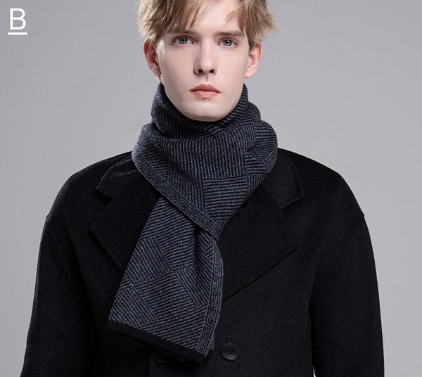 Thick Wool Scarf, Business Wool Scarf for Gentleman, Men's Winter Scarf, Formal Men Scarf Styles, Black Gray Fashion Scarf, Red Casual Scarf Men, Men's Wool Scarf Winter-Paintingforhome