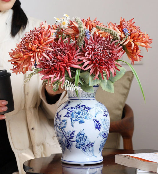 Porcelain Flower Vases, Centerpiece Ceramic Bouquet Vases, Handmade Flower Vase, Vintage Flower Vases on Dining Table-Paintingforhome
