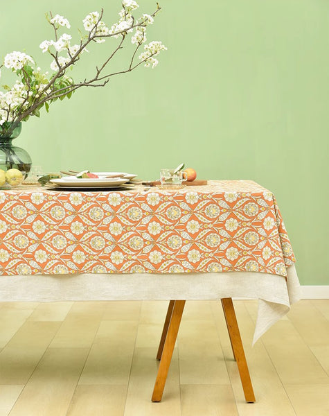 Modern Square Tablecloth, Bohemia Oriental Bilayer Tablecloths, Country Farmhouse Tablecloth for Round Table, Large Rectangle Table Covers for Dining Room Table, Rustic Table Cloths for Kitchen-Paintingforhome
