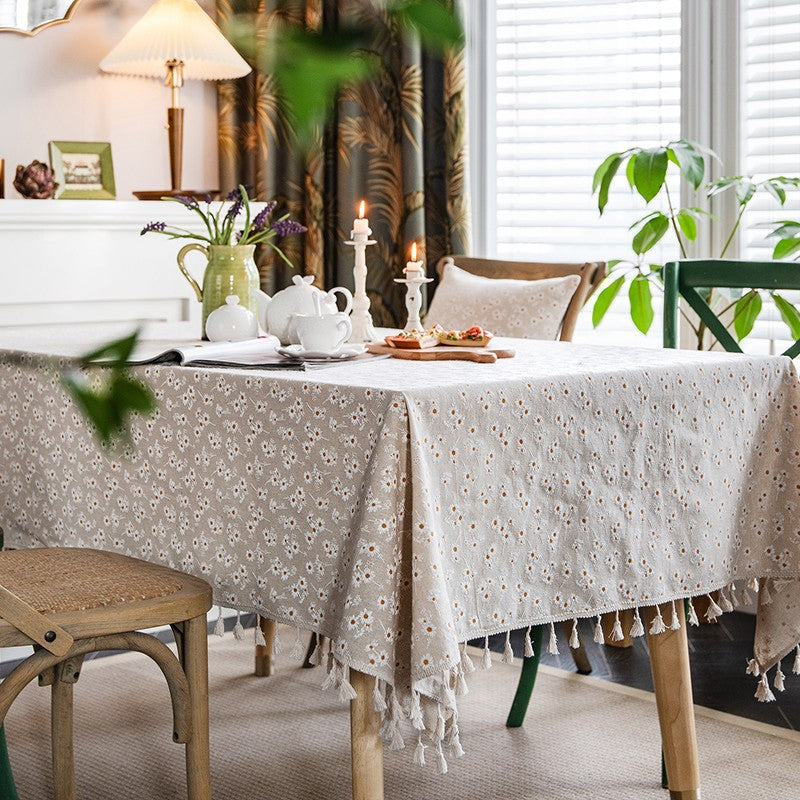 Country Farmhouse Tablecloth, Rustic Flower Pattern Table Covers for Kitchen, Large Rectangle Tablecloth for Dining Room Table, Linen Rectangular Tablecloth for Oval Table-Paintingforhome