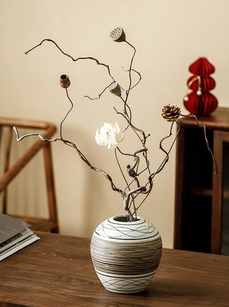 Large Flower Vase on Table, Modern Bouquet Flower Vases, Centerpiece on Dining Table, Handmade Pottery Flower Vases Urn, Water Holding Flower Vases-Paintingforhome