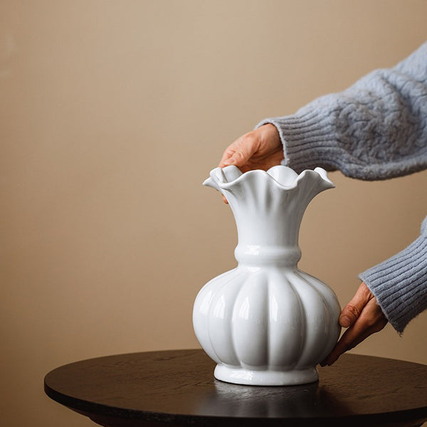 Handmade Water Holding Flower Vase, Ceramic Bud Vases, Small Flower Vases on Table, Rustic Porcelain Flower Vases-Paintingforhome