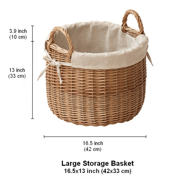 Large Round Storage Basket for Clothes, Natural Hand-woven Wicker Storage Basket for Clothes, Willow Weaving Baskets for Clothes, Extra Large Kitchen Storage Baskets-Paintingforhome