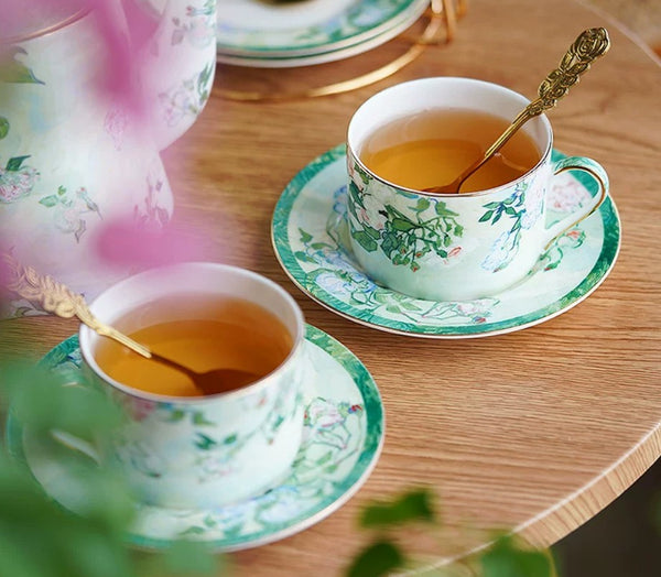 Luxury Tea Cup Set, Elegant Coffee Cup, Porcelain Tea Saucer, Ceramic Tea Cup Set, British Tea Cup Set-Paintingforhome