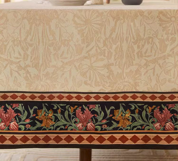 Long Large Modern Rectangular Tablecloth for Dining Room Table, Mid Century Tablecloth for Round Table, Flower Farmhouse Table Covers, Square Tablecloth for Kitchen-Paintingforhome