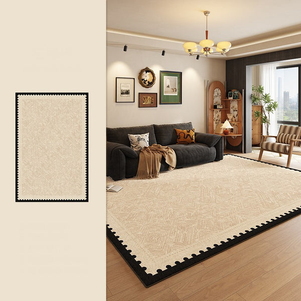 Modern Rugs for Dining Room, Mid Century Modern Rugs Next to Bed, Contemporary Rugs for Bedroom, Cream Modern Carpets for Living Room-Paintingforhome