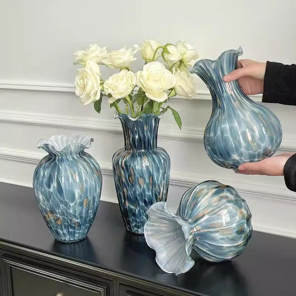 Modern Glass Bud Vases, Centerpiece Vases on Table, Handmade Liuli Vases, Color Glaze Vase, Contemporary Vases for Modern Home Decor-Paintingforhome
