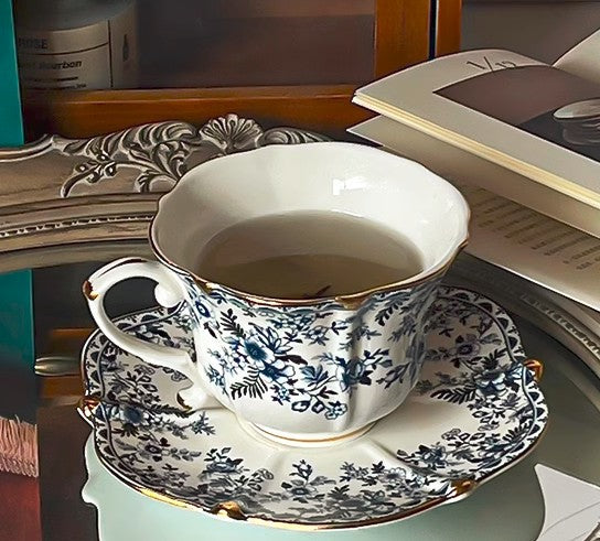 French Style China Porcelain Tea Cup Set, Unique Tea Cup and Saucers, Royal Ceramic Cups, Elegant Vintage Ceramic Coffee Cups for Afternoon Tea-Paintingforhome