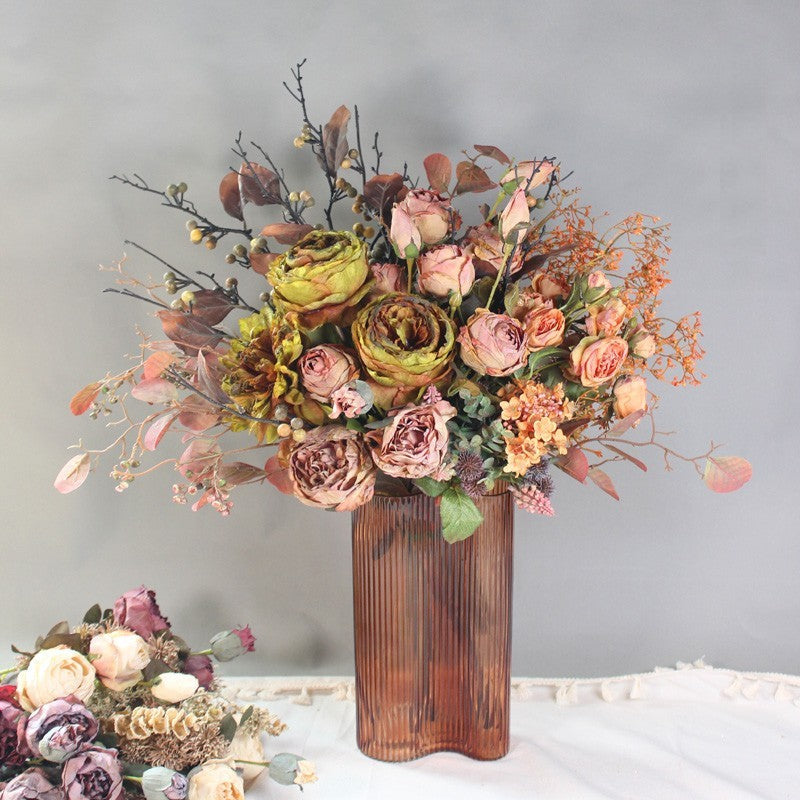 Beautiful Peony Rose Flowers Arrangement Interior Design, Large Faux S ...