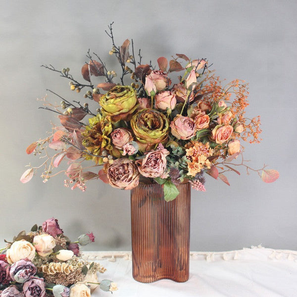 Beautiful Peony Rose Flowers Arrangement Interior Design, Large Faux S ...