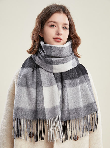 Soft Wool Scarf for women, Wool Scarf for Women, Plaid Winter Shawl, Christmas Holiday Gift, Evening Wrap, Large Winter Shawl, Elegant Shawl, Warm Cape, Winter Scarves-Paintingforhome