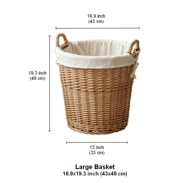 Large Food Storage Basket with Handle, Natural Hand-woven Wicker Storage Basket for Clothes, Willow Weaving Baskets for Clothes, Extra Large Kitchen Storage Baskets-Paintingforhome