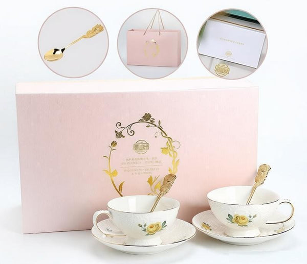 Tea Cup Set, Vintage Tea Cup Set, Modern Ceramic Cups, Ceramic Tea Cup with Saucer, European Tea Cup Set, Porcelain Tea Cups, Floral Tea Cup Set, Classic British Tea Cups, Elegant Tea Cup With Saucer-Paintingforhome