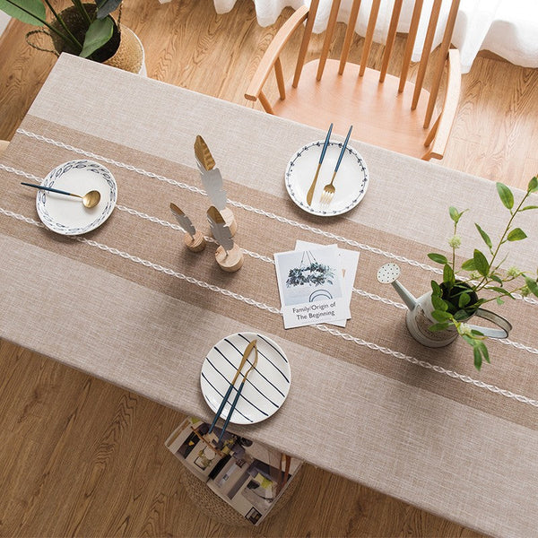 Rectangular Tablecloth for Oval Table, Kitchen Rectangular Table Covers, Modern Table Cloths for Dining Room, Farmhouse Cotton and Linen Tablecloths-Paintingforhome