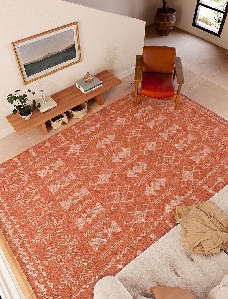 Modern Mid Century Abstract Rug For Living Room, Retro Vintage Inspired Area Carpet