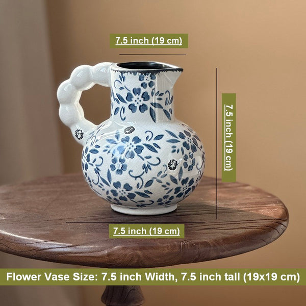Handmade Water Holding Flower Vases, Rustic Porcelain Flower Vases, Ceramic Bud Vases, Small Flower Vases on Table-Paintingforhome