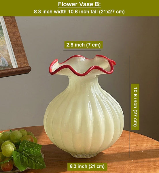 French Vintage Glass Flower Vases, Glass Bud Vases, Flower Vases on Table, Handmade Water Holding Flower Vases-Paintingforhome