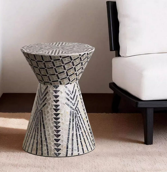 Modern Portable Casual Side Table, Contemporary Round Side Table, Creative Coffee Table, Bedside Small Side Table, Shell Small Sofa Side Table-Paintingforhome