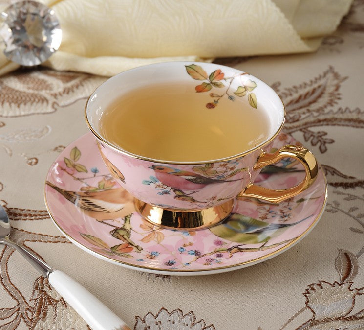 Elegant Ceramic Coffee Cups, 7.4 oz British Tea Cups, Bird Porcelain T –  Paintingforhome