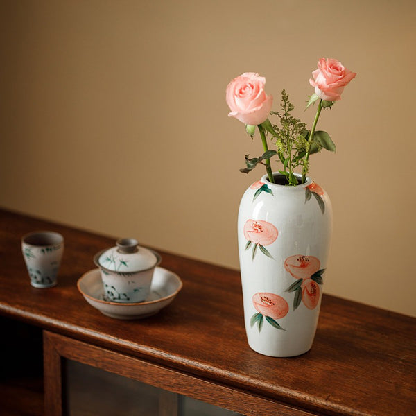 Handmade Water Holding Flower Vases, Modern Flower Vase Centerpiece on Table, Porcelain Flower Vases, Ceramic Bouquet Vases-Paintingforhome