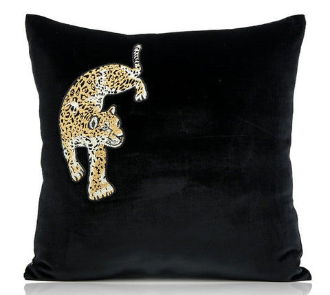Contemporary Throw Pillows, Cheetah Decorative Throw Pillows, Modern Sofa Pillows, Black Decorative Pillows for Living Room-Paintingforhome
