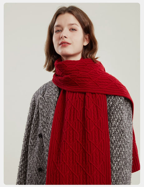 Cold Weather Scarf, Casual Scarf for Women, Fashion Designer Scarf, Red Winter Scarf, Modern Wool Scarf for Women, Soft Cashmere Scarf for Women-Paintingforhome