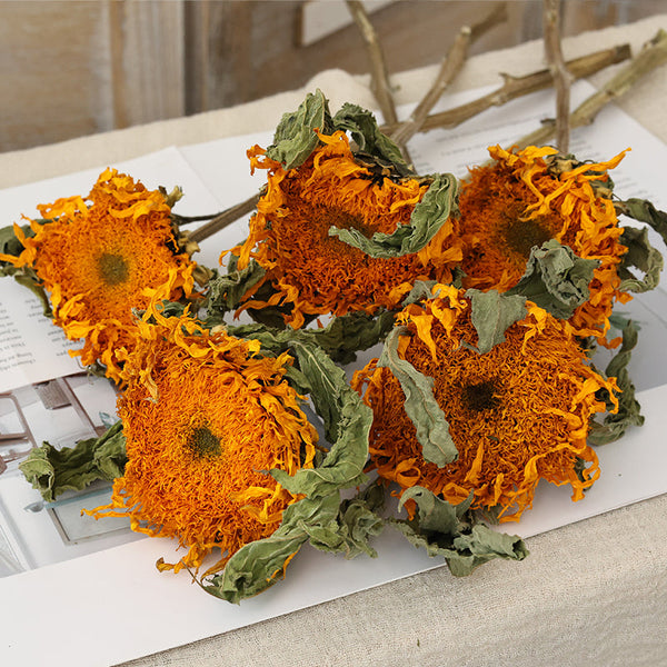 Natural Decorations, A Bunch of Sunflowers, Flower Arrangement, Handmade Artificial Flowers for Home Decor, Natural Dried Sunflower Stems-Paintingforhome